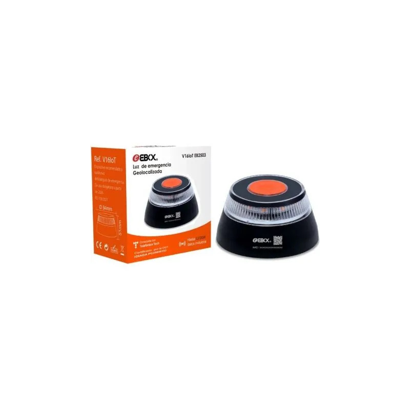Luz baliza de emergencia para coche Ebox V16 IoT EB2503/ Homologada/ Base Imantada/ Geolocalizable/ Funciona a Pilas